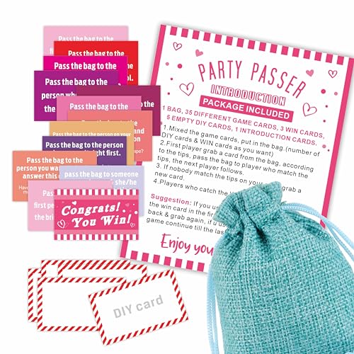 Bachelorette Party Pass The Bag Game Kit, 44 Tipp-Karten mit 1 Pass-Tasche, lustiges Partyspiel für Erwachsene, Damennacht, Brautparty, Gruppenaktivität, Partyzubehör (Hellblau) - A06 von Ketsord