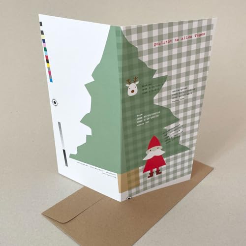 10 Recycling-Weihnachtskarten für die Kreativbranche: Qualitätskontrolle, Klappkarten mit braunen Recyclingumschlägen von Kettcards