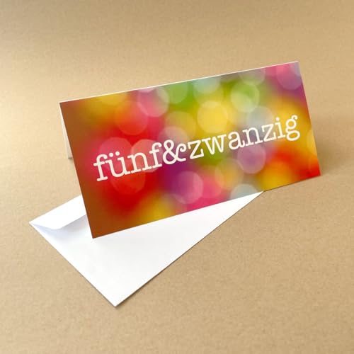 10 farbenfrohe Neujahrskarten für 2025, Klappkarten mit weißen, haftklebenden Kuverts: fünf&zwanzig von Kettcards