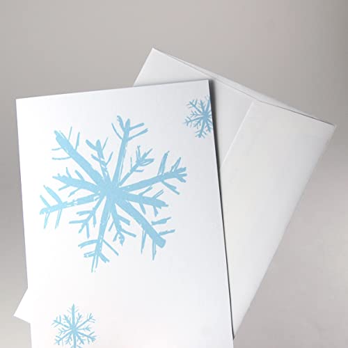 Recycling-Weihnachtskarte: Schneeflocken, Klappkarte mit weißem, haftklebendem Recycling-Umschlag B6 von Kettcards