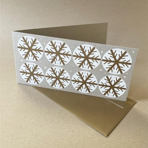 Weihnachtskarte zum Basteln: Schneegestöber, Klappkarte aus einfacher Graupappe mit bronzegoldenem Umschlag C65, Design: Annette Leuckel von Kettcards