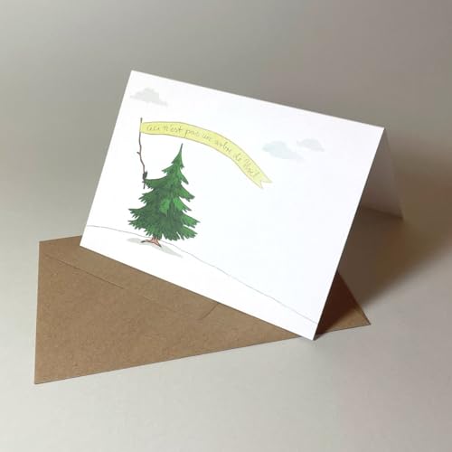 witzige Weihnachtskarte, Thilo Krapp: Ceci n´est pas un arbre de Noël - Klappkarte mit braunem Recyclingumschlag B6 von Kettcards