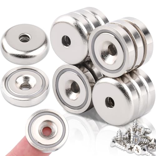 15 Stück Neodym Magnete mit Loch,Neodym Magnete Extra Stark 10 KG Kraft,20MM Magnet zum Anschrauben Magnete,Senkkopf-Topfmagnet mit Schrauben Starke Magnete für Küchen Kühlschrank, Badezimmer, Büros von Keukenket