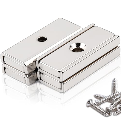 Neodym Magnete Extra Stark Groß,30x13.5x5mm Rechteckige Magnete Starke mit Loch Neodym Magnete Extra Stark Magnete mit Öffnung für Schraube zum Anschrauben Türmagnet Küchen, Badezimmer, Büro von Keukenket