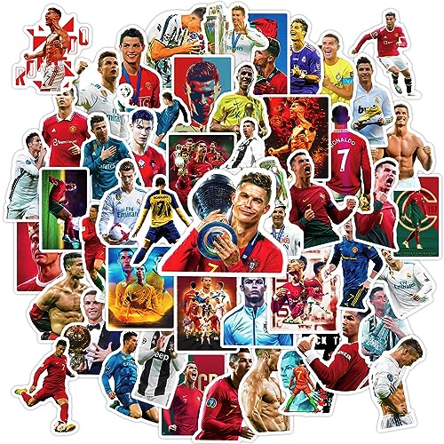 50 Stück Aufkleber Cristiano Ronaldo, Fußballstar sticker, Wasserdichte Vinyl Fußball Aufkleber für Skateboard Auto Laptop Gitarre, Jugendliche und Erwachsene von Keulablen