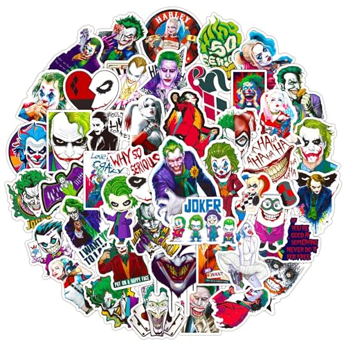 50pcs Gotham Joker Aufkleber, Horror Rolle Aufkleber, Graffiti bunte wasserdichte Vinyl Aufkleber für Laptop Skateboard Wasserflasche, Jugendliche und Erwachsene von Keulablen