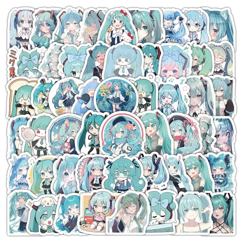 Hatsune Miku-Aufkleber, japanische Anime-Aufkleber, Graffiti, wasserdichte Vinyl-Aufkleber für Auto, Phonec, Computer, Gitarre, Gepäck, Skateboard, Teenager, 100 Stück von Keulablen