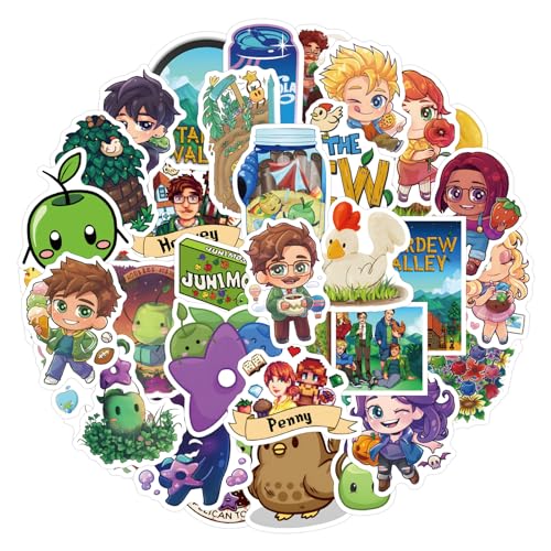 Stardew Valley Aufkleber, 50PCS Cool Game Stickers, wasserfeste Vinyl Aufkleber für Laptop Telefon Skateboard, Kind und Teens von Keulablen