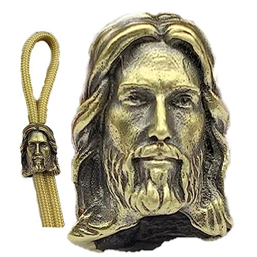 Jesus Messer Lanyard Perlen Retter Kopf Skulptur Messing Paracord Perlen DIY Handwerk Armband Schlüsselanhänger Charm Anhänger Zubehör von Keuyeo