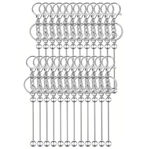 Keuyeo 24 Stück Perlen-schlüsselanhänger-rohlinge, Metallperlen-schlüsselanhänger-rohlinge, Massenherstellungs-zubehör-Set Karabinerhaken Für Anhänger, DIY-kunsthandwerk von Keuyeo