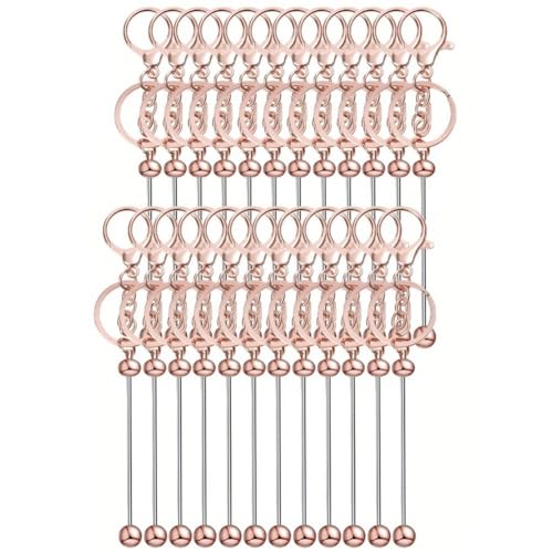 Keuyeo 24 Stück Perlen-schlüsselanhänger-rohlinge, Metallperlen-schlüsselanhänger-rohlinge, Massenherstellungs-zubehör-Set Karabinerhaken Für Anhänger, DIY-kunsthandwerk von Keuyeo