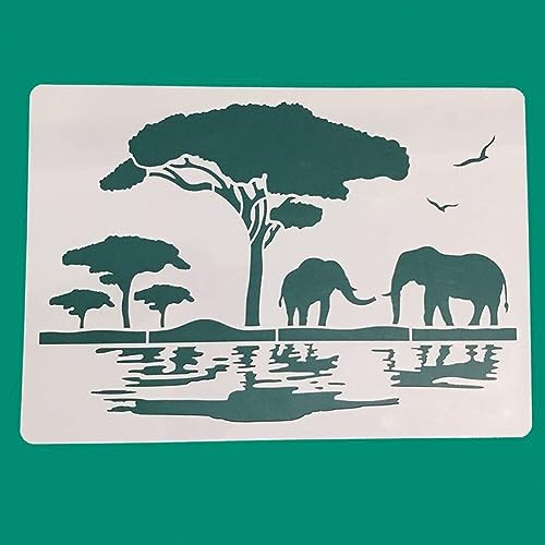 Keuyeo Elefant Wildes Afrika DIY Layering Schablonen Wandmalerei Scrapbook Färbung Prägealbum Dekorative Vorlage von Keuyeo