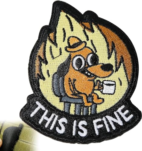 This is Fine Dog Patch, 1 Pcs Funny Meme Embroidered Patches, Tactical Military Moral Patch with Hook Fastener Backing, Cute Applique Accessories for Backpacks, Vests, Jackets, Jeans, Hats von Keway