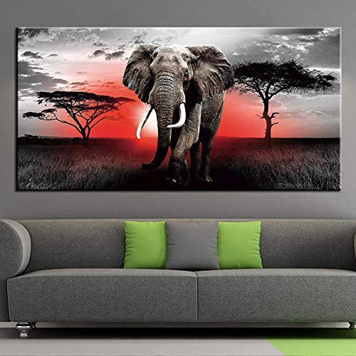 Diamond Painting Kits für Erwachsene,Afrikanischer Elefant Diamant Malerei Bilder groß Full Drill,DIY 5D Stickerei Kreuzstich Crystal Strass Mosaik Handwerk Home Wall Décor 100x200cm/40x80in T1632 von Kewier