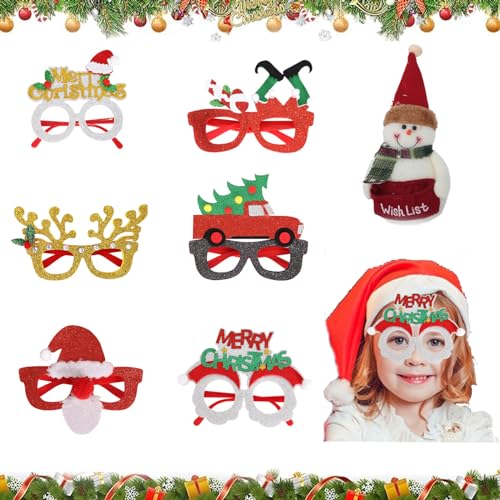 6 Stück Kreative Lustige Partybrille Weihnachtenbrillen, Weihnachtsbaum Brillenrahmen, Neuheitweihnachtsbrille, Kreative Brille Rahmen, Für Weihnachtsfeier Deko, Foto Requisiten, Partybedarf Deko von Kewmayer