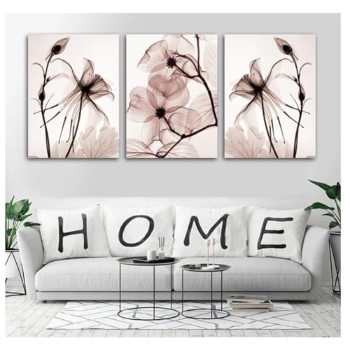 5D Diamant Painting Set, 3 Stück Diamond Painting Bilder,DIY Diamant Malerei Kinder Erwachsene Full Diamond Painting nach Zahlen Diamond Art Kit für Home Wall Décor Transparente Blumen Round 90x40cm von Kewwier