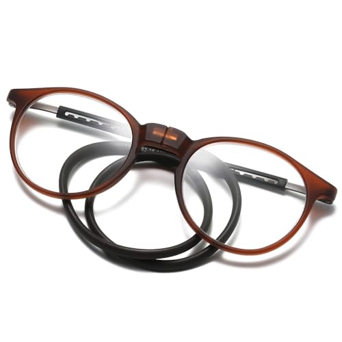 Kexinsuo-Lesebrille Anti-Blaulicht, Magnetverschluss Clip, für Damen&Herren-Faltbares, Verstellbares (brown, 1, x) von Kexinsuo