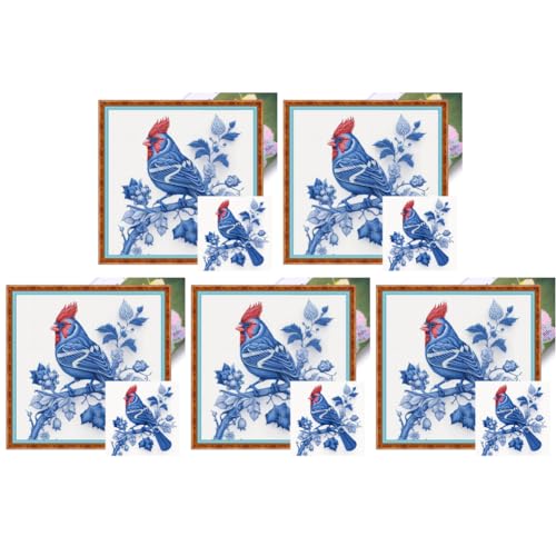 Kexpery Eco-Cotton Stickgarn, 14 CT, bedruckt, roter Vogel, Kreuzstich-Set, 40 x 40 cm, einfach zu verwenden Kexpery Eco-Cotton Stickgarn, 14 CT, bedruckt, roter Vogel, Kreuzstich-Set, 40 x 40 cm, einfach zu verwenden von Kexpery