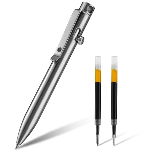 KeyUnity KP03ST Kugelschreiber aus Titanlegierung mit Clip, einziehbarer EDC-Taschenstift aus Metall Ballpoint Pen für den täglichen Gebrauch von KeyUnity