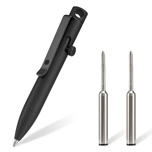 KeyUnity KP05BK Kugelschreiber aus Titanlegierung mit Clip, einziehbarer EDC-Taschenstift aus Metall Ballpoint Pen für den täglichen Gebrauch von KeyUnity