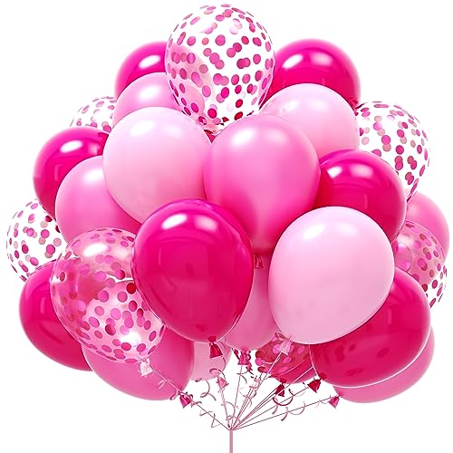 Luftballons Rosa 60 Stück Luftballon Rosa luftballons geburtstag mädchen 12 Zoll Luftballons Pink Rosa Ballons Konfetti Ballons Set Luftballons Hochzeit Valentinstag Prinzessin Party Deko Babyparty von Keyoung