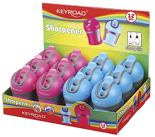 KEYROAD Ergonomischer Doppel-Anspitzer COLOR MATE / 12 Stück/Klingen aus Stahl/von Bleistiften und Buntstiften/Für Kindergarten Vorschule und Schule/Sharpener Spitzer von Keyroad