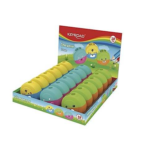 KEYROAD Ergonomischer Doppel-Anspitzer SPEEDY SNAIL / 18 Stück/Klingen aus Stahl/von Bleistiften und Buntstiften/Für Kindergarten Vorschule und Schule/Sharpener Spitzer von Keyroad