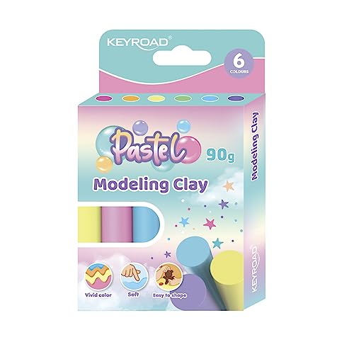 Keyroad KR972430 Modelliermasse Plastilin-Knete Pastell / 6 Stück à 15 Gramm, Bunte von Keyroad