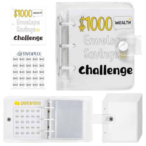 1000 Dollar Geldsparender Ordner, 25Pcs Spar Challenge Ordner, Binder Spar Challenge, Tragbarer Umschlag Challenge Ordner, Geldumschlägen Budget Binder Sparbuch Für Den Budgetplaner von Keyubria