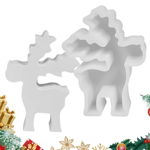 3D Weihnachts Hirsch Kerzenform, Silikonformen Gießformen Weihnachten Elch, Weihnachten Elch Silikon Kerzenformen, Silikon Kerzen Gießform, Für Kerzen, Bastelarbeiten, Desserts, Seife, Ton von Keyubria