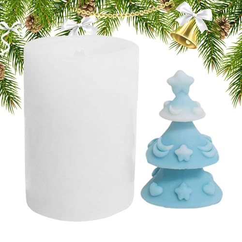 3D Weihnachtsbaum Kerzenform, Kerzen Gießen Formen Weihnachten, Kerzen Gießformen Mit Stern Und Mond In Form Eines Weihnachtsbaums, Weihnachtsformen Aus Silikon Für Herstellung Kerzen, Aromasteinen von Keyubria