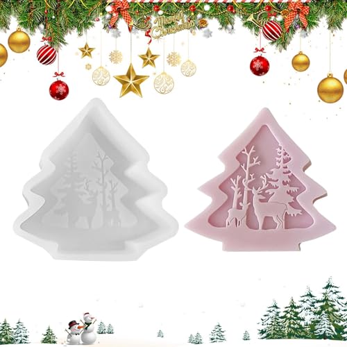 Kerzen Formen Silikon Weihnachten, Silikonformen Gießformen, Silikonform Tannenbaum, Weihnachtsbaumform Epoxidharzform Zum Gießen,Weihnachtsbaum Elch Kerzenformen Für Deko von Keyubria