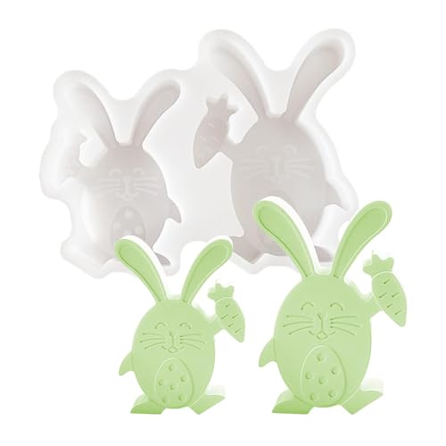 Osterhase Silikonform, Ostern Kaninchen Silikonformen Gießformen, 3D Kaninchen Gießform Ostern Mit Karottenmotiv, Ostern Kaninchen Kerzen Gießformen, Silikonform Für Kunsthandwerk von Keyubria