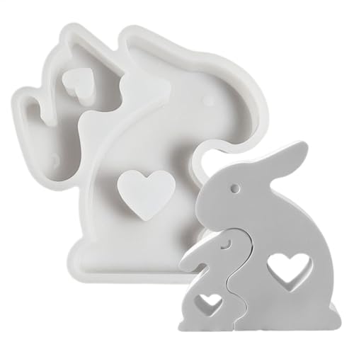 Silikonformen Gießformen Osterhase, Umarme den Kaninchen Gießform Ostern, 3D Kaninchen Gießform Silikon Ostern Gipsformen Zum Gießen for Gips, Sojawachs Kerzen, Ostergeschenke von Keyubria