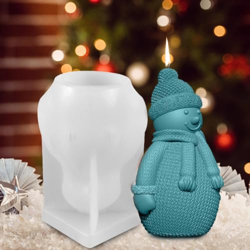 Weihnachten Schneemann Kerzenform, 3D Schneemann Silikonform Gießformen Schneemann Gießform Fondant Form Schneemann Silikon Epoxidharz-Gussform für die Herstellung von Kerzen,Aromasteinen,Schokolade von Keyubria