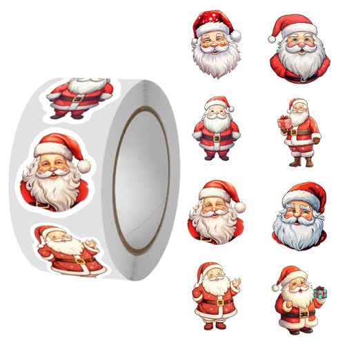 Weihnachtsaufkleber Rolle, Weihnachtssticker Selbstklebend, Weihnachtsaufkleber Etiketten Weihnachtsmann, Weihnachtsgeschenketiketten, Für Party Geschenkverpackungen Umschlag von Keyubria