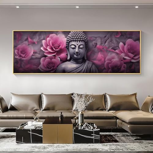 Diamond Painting Blume Buddha Bilder,Diamond Painting Set,Basteln Erwachsene,Diamond Painting xxl,Mosaikherstellung Full Drill Crystal Cross Stickerei,Kreativ Set für Home Décor,Geschenk 60x180cm A361 von Kggyele