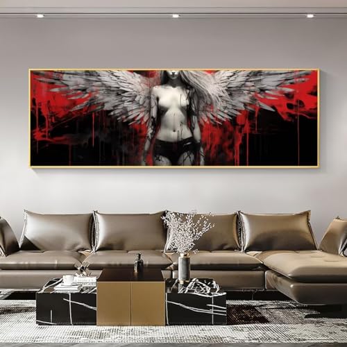 Diamond Painting Horror Engel Basteln Erwachsene Diamond Painting Groß xxl,5D DIY Diamant Painting Bilder Full Eckige Drill Crystal Embroidery,Diamond Painting set für Home Wand Décor 50x150cm A244 von Kggyele