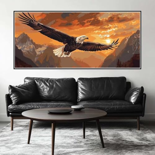 Malen Nach Zahlen Adler Malen Nach Zahlen Erwachsene Sonnenuntergang, 120 X 60 cm XXL Groß Acrylfarben Ölgemälde, DIY Malen Nach Zahlen Kinder Anfänger Set Bastelset für Wand Dekor (Ohne Rahmen) -H352 von Kggyele