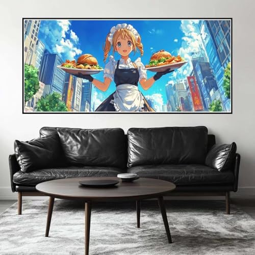 Malen Nach Zahlen Anime Malen Nach Zahlen Erwachsene Dienstmädchen, 140 X 70 cm XXL Groß Acrylfarben Ölgemälde, DIY Malen Nach Zahlen Kinder Anfänger Set Bastelset für Wand Dekor (Ohne Rahmen) -H213 von Kggyele