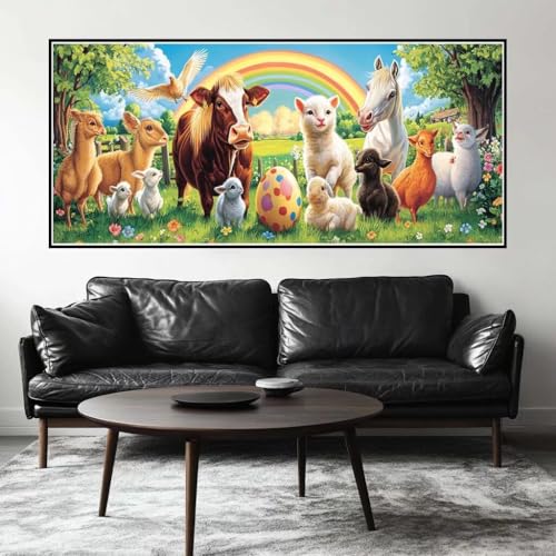 Malen Nach Zahlen Bauernhof Malen Nach Zahlen Erwachsene Tier, 180 X 90 cm XXL Groß Acrylfarben Ölgemälde, DIY Malen Nach Zahlen Kinder Anfänger Paint by Numbers Set für Wand Dekor (Ohne Rahmen) -H282 von Kggyele