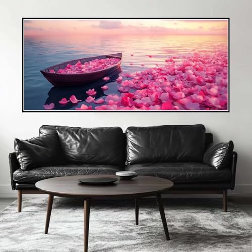 Malen Nach Zahlen Blume Malen Nach Zahlen Erwachsene Boot, 120 X 60 cm XXL Groß Acrylfarben Ölgemälde, DIY Malen Nach Zahlen Kinder Anfänger Paint by Numbers Set für Wand Dekor (Ohne Rahmen) -H441 von Kggyele