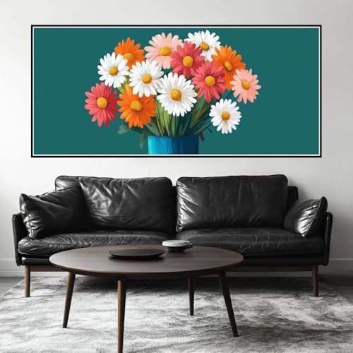 Malen Nach Zahlen Blume Malen Nach Zahlen Erwachsene Gänseblümchen, 100 X 50 cm XXL Groß Acrylfarben Ölgemälde, DIY Malen Nach Zahlen Kinder Anfänger Set Bastelset für Wand Dekor (Ohne Rahmen) -H254 von Kggyele