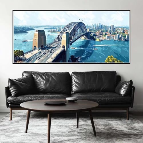 Malen Nach Zahlen Brücke Malen Nach Zahlen Erwachsene Landschaft, 160 X 80 cm XXL Groß Acrylfarben Ölgemälde, DIY Malen Nach Zahlen Kinder Anfänger Set Bastelset für Wand Dekor (Ohne Rahmen) -H339 von Kggyele