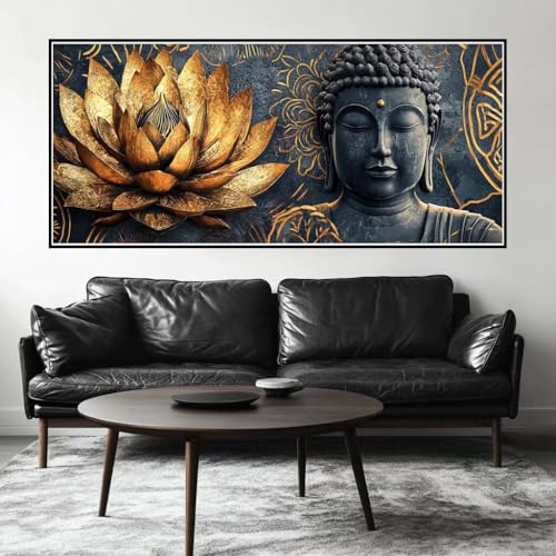 Malen Nach Zahlen Buddha Malen Nach Zahlen Erwachsene Lotus, 100 X 50 cm XXL Groß Acrylfarben Ölgemälde, DIY Malen Nach Zahlen Kinder Anfänger Paint by Numbers Set für Wand Dekor (Ohne Rahmen) -H284 von Kggyele