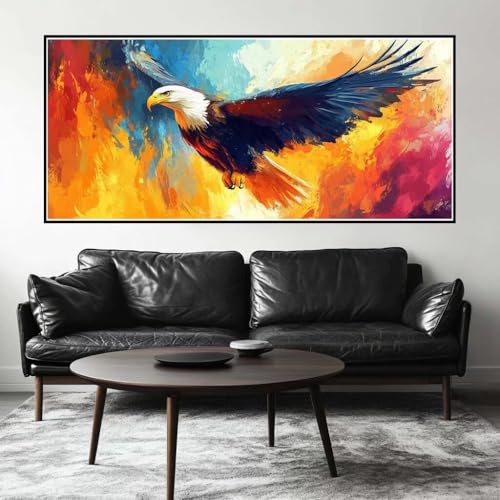 Malen Nach Zahlen Bunt Malen Nach Zahlen Erwachsene Adler, 200 X 100 cm XXL Groß Acrylfarben Ölgemälde, DIY Malen Nach Zahlen Kinder Anfänger Paint by Numbers Set für Wand Dekor (Ohne Rahmen) -H448 von Kggyele