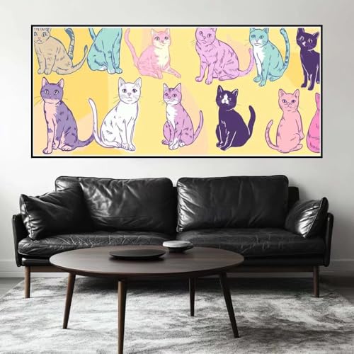 Malen Nach Zahlen Cartoon Malen Nach Zahlen Erwachsene Katze, 100 X 50 cm XXL Groß Acrylfarben Ölgemälde, DIY Malen Nach Zahlen Kinder Anfänger Paint by Numbers Set für Wand Dekor (Ohne Rahmen) -H332 von Kggyele