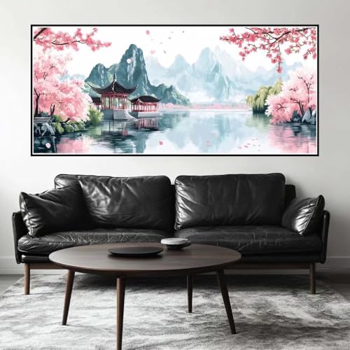 Malen Nach Zahlen China Malen Nach Zahlen Erwachsene Kirschblüte, 80 X 40 cm XXL Groß Acrylfarben Ölgemälde, DIY Malen Nach Zahlen Kinder Anfänger Set Bastelset für Wand Dekor (Ohne Rahmen) -H224 von Kggyele