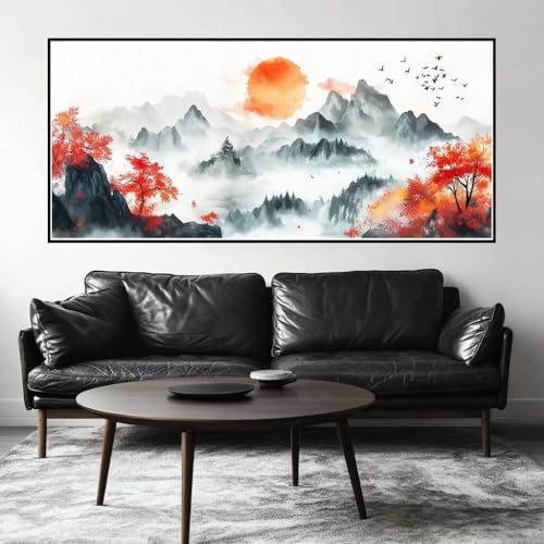 Malen Nach Zahlen China Malen Nach Zahlen Erwachsene Landschaft, 40 X 20 cm XXL Groß Acrylfarben Ölgemälde, DIY Malen Nach Zahlen Kinder Anfänger Paint by Numbers Set für Wand Dekor (Ohne Rahmen)-H107 von Kggyele