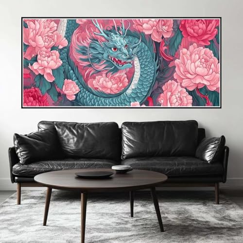 Malen Nach Zahlen Drache Malen Nach Zahlen Erwachsene Blume, 100 X 50 cm XXL Groß Acrylfarben Ölgemälde, DIY Malen Nach Zahlen Kinder Anfänger Paint by Numbers Set für Wand Dekor (Ohne Rahmen) -H230 von Kggyele